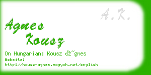 agnes kousz business card